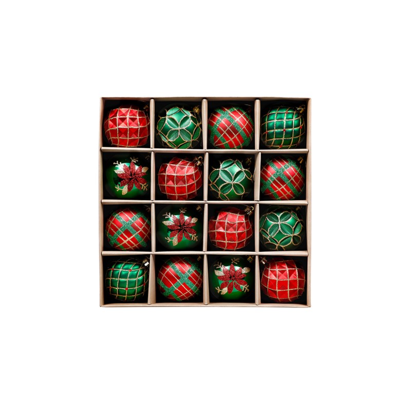 Esferas decorativas Noelia - Verde con rojo
