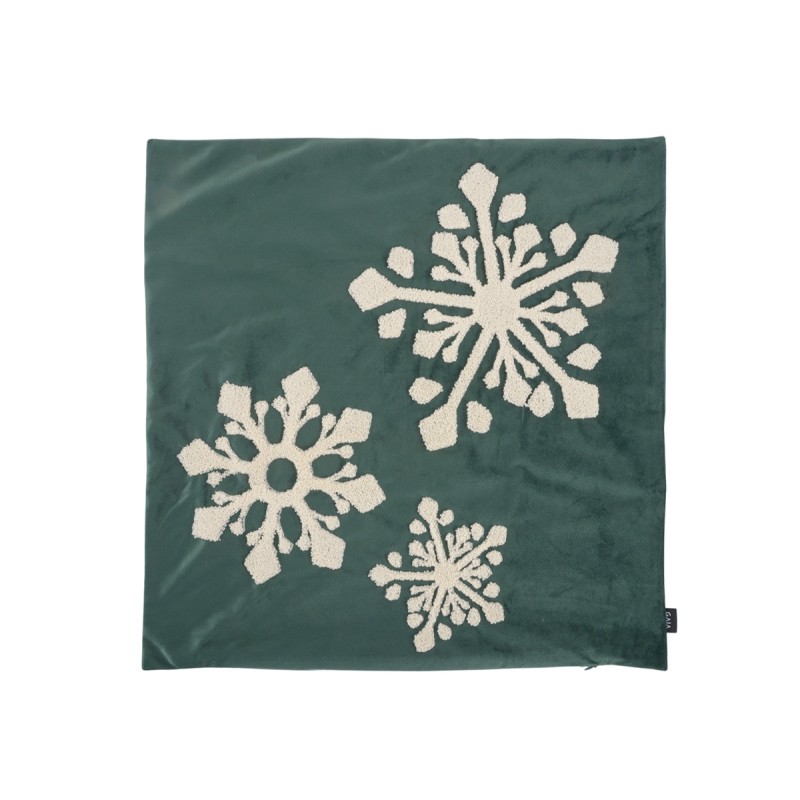 Funda de cojín bordada 45 x 45 cm Copos - Verde