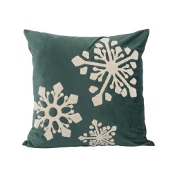 Funda de cojín bordada 45 x 45 cm Copos - Verde