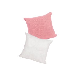 Funda de Cojín Tejido Sabinas 45x45 - Rosa + Relleno para cojín 45x45 - Blanco