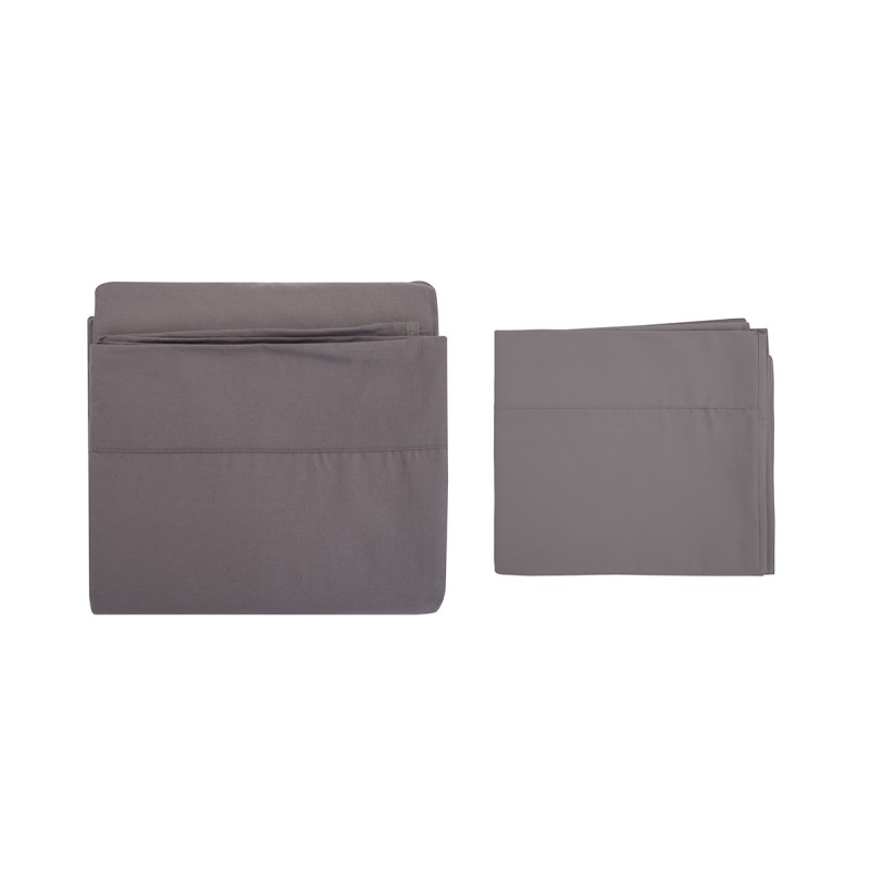 Juego de sábanas algodón de 200 hilos individual Fiore - Gris Oxford