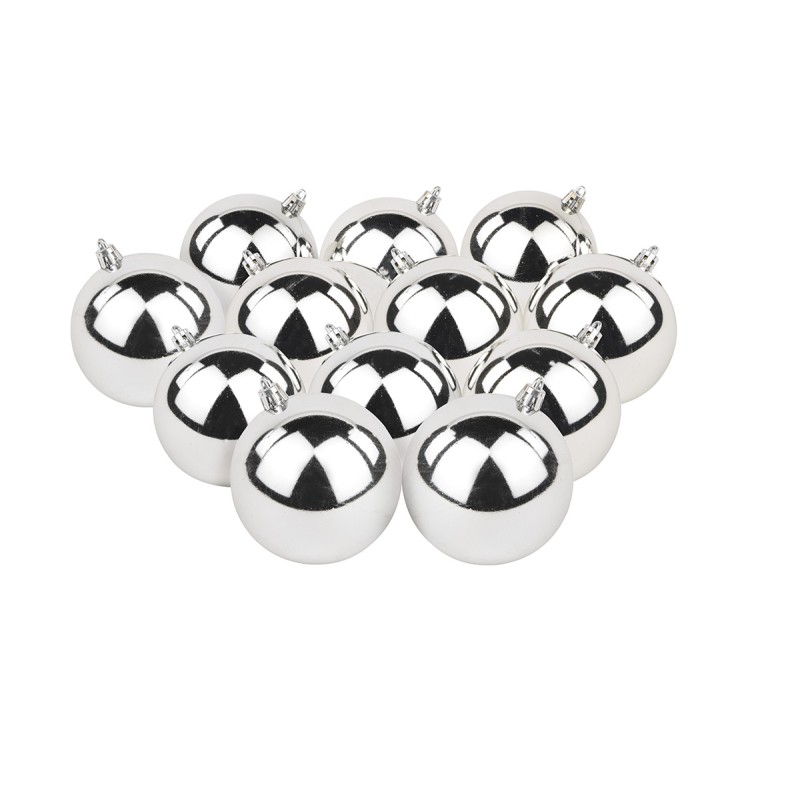 Juego de 12 esferas Caramelo 8 cm - Plata