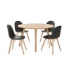 Mesa de comedor redonda Xocos - Natural + 4 Sillas Melinde - Negro