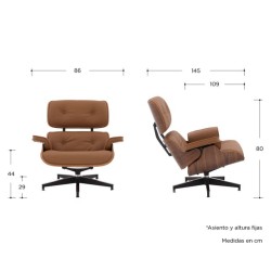 Silla replica Eames Lounge Ottoman - Nogal con café
