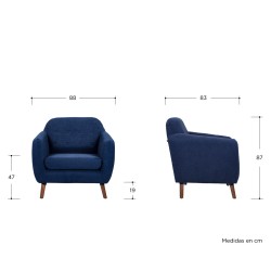 Sillón San Blas pata nogal - Azul