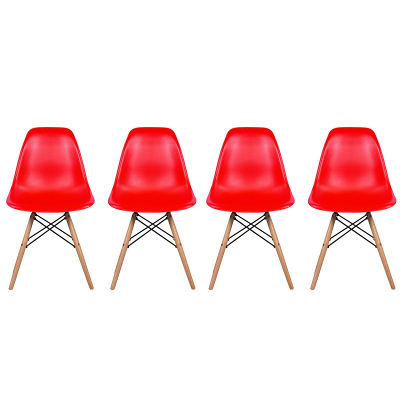 Set de 4 sillas réplica Eames - Rojo