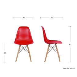 Set de 4 sillas réplica Eames - Rojo