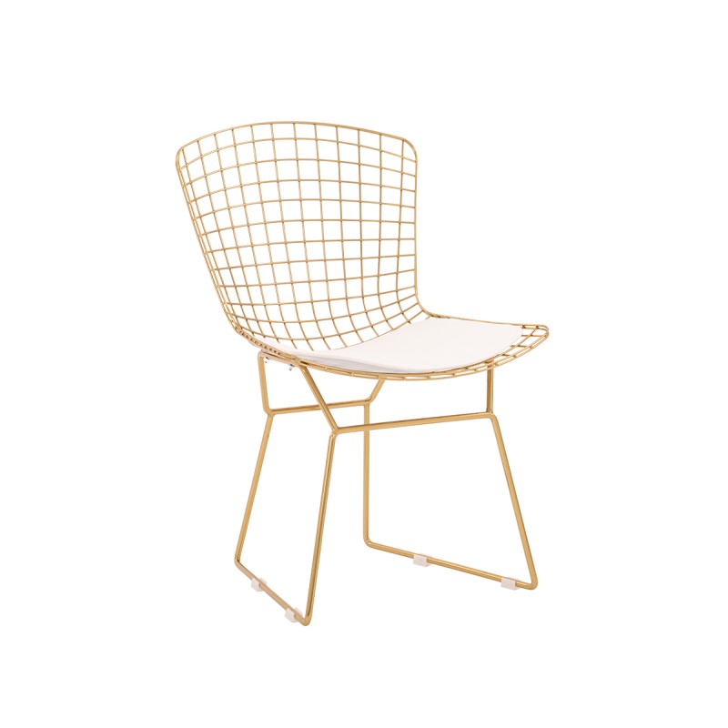 Silla Bertoia réplica dorado - Blanco