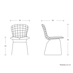 Silla Bertoia réplica dorado - Blanco